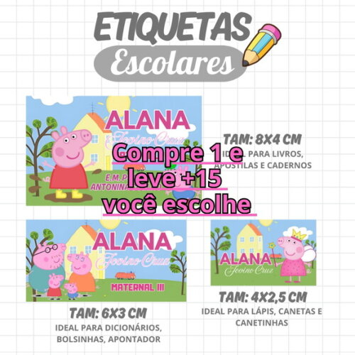 Arquivo Digital Etiqueta Escolar Porquinha #1944