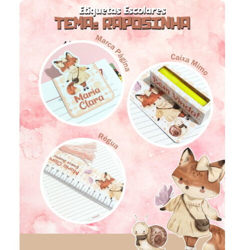 Arquivo Digital Etiqueta Escolar Raposinha #4590