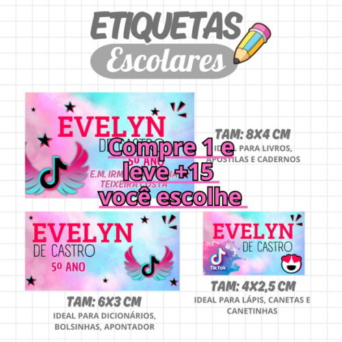 Arquivo Digital Etiqueta Escolar Tik Tok #1927