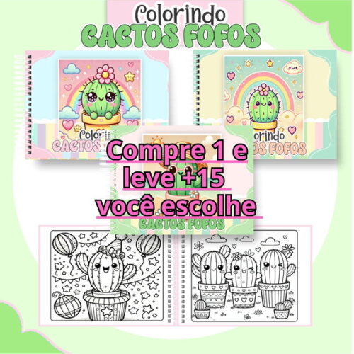 Arquivo Digital Livro de Colorir Cactos Flores #6296