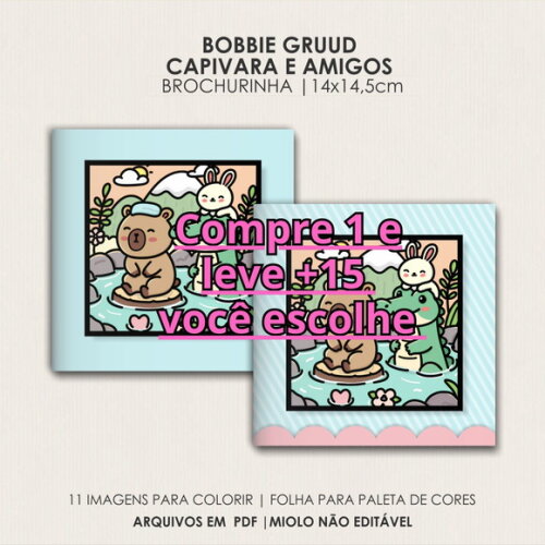 Arquivo Digital Livro de Colorir Cozy Capivara e Amigo #6705