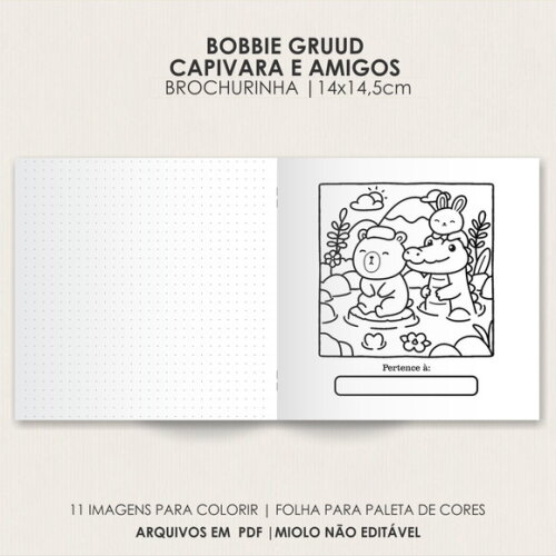 Arquivo Digital Livro de Colorir Cozy Capivara e Amigo #6705