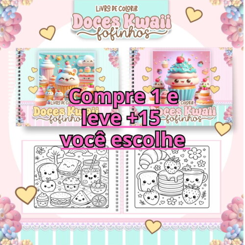 Arquivo Digital Livro de Colorir Doces Kawaii Fofinhos #6835