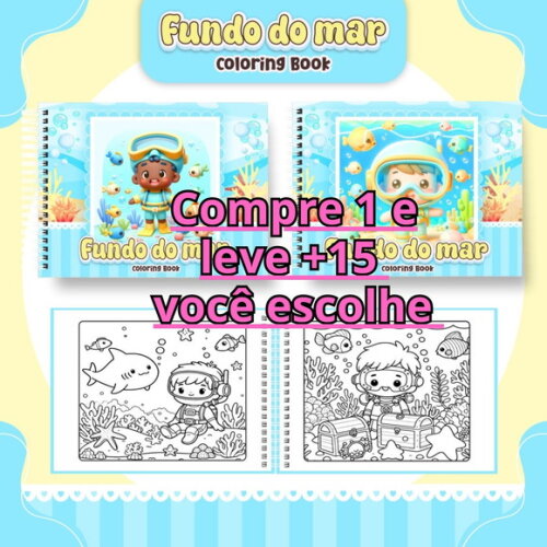 Arquivo Digital Livro de Colorir Fundo do Mar Menino #6668