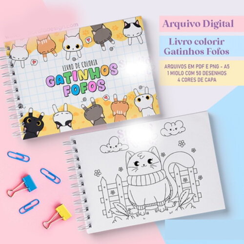 Arquivo Digital Livro de Colorir Gatinhos Fofos #6565