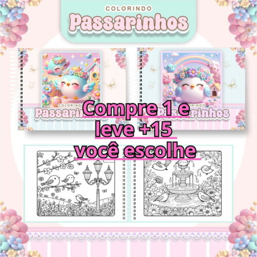 Arquivo Digital Livro de Colorir Jardim de Passarinhos #6701