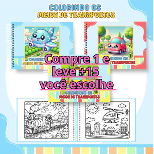Arquivo Digital Livro de Colorir Meios de Transportes #6484