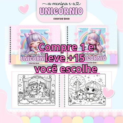Arquivo Digital Livro de Colorir Menina e Unicórnio #6666