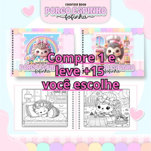 Arquivo Digital Livro de Colorir Porco Espinho Fofinha #6664