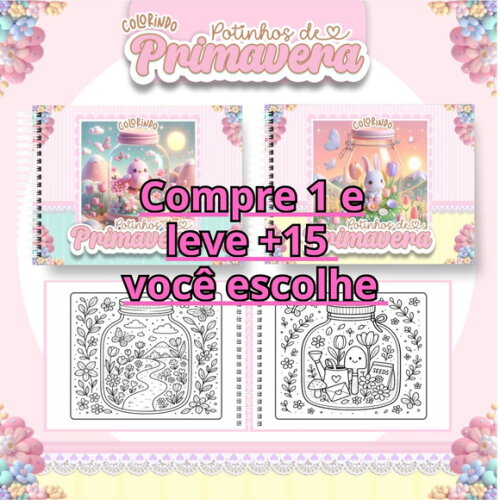Arquivo Digital Livro de Colorir Potinhos de Primavera #6816