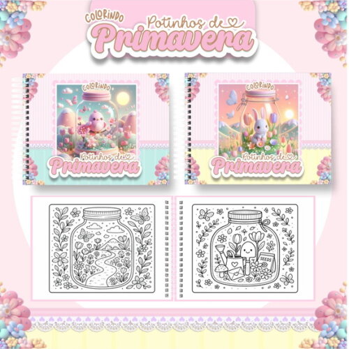 Arquivo Digital Livro de Colorir Potinhos de Primavera #6816