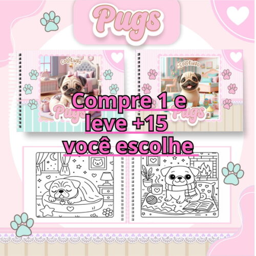 Arquivo Digital Livro de Colorir Pugs #6815
