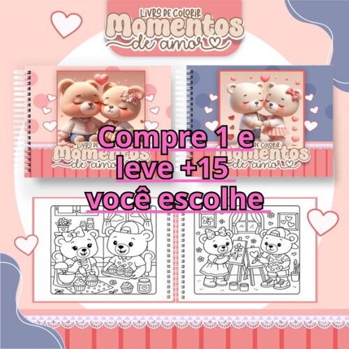 Arquivo Digital Livro de Colorir Ursinhos Namorados #6821