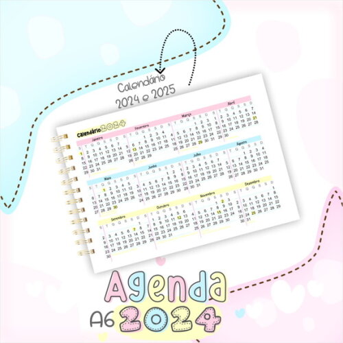 Arquivo Digital Mini Agenda A6 - 2024 #2294