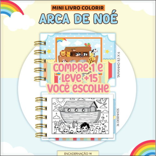 Arquivo Digital Mini Livro de Colorir Arca de Noé #7181