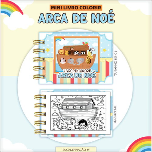 Arquivo Digital Mini Livro de Colorir Arca de Noé #7181