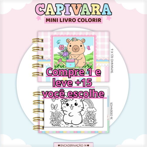 Arquivo Digital Mini Livro de Colorir Capivara #6767
