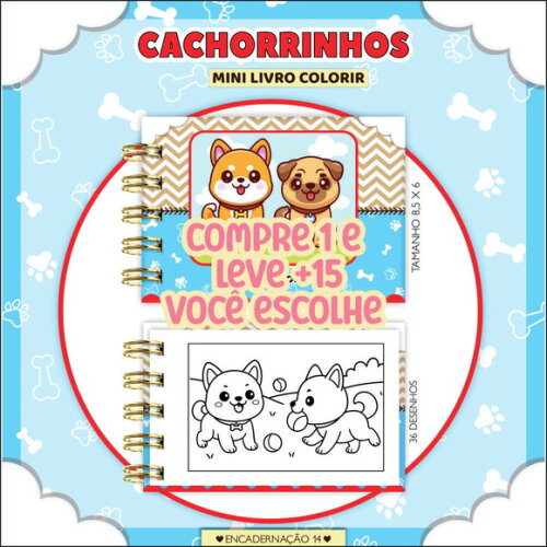 Arquivo Digital Mini Livro de Colorir Cachorrinhos #7184