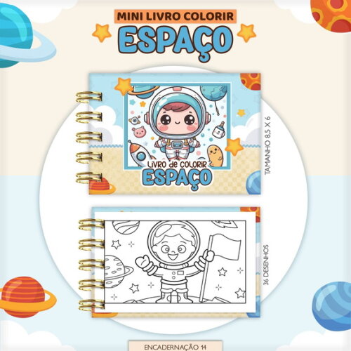 Arquivo Digital Mini Livro de Colorir Espaço #6770