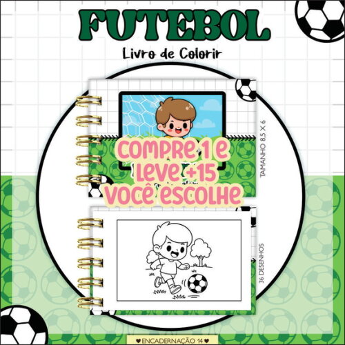 Arquivo Digital Mini Livro de Colorir Futebol #7194