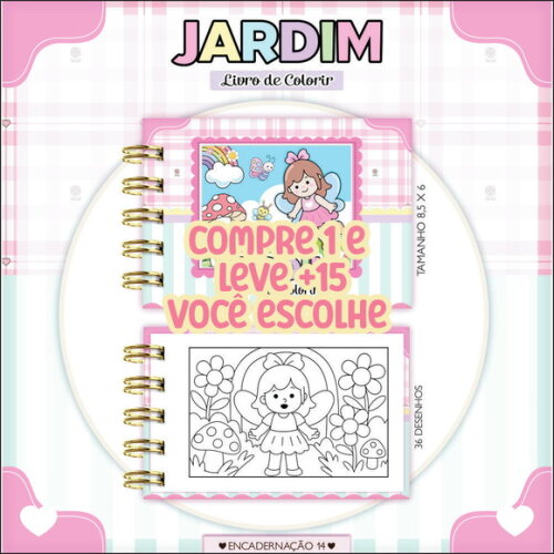 Arquivo Digital Mini Livro de Colorir Jardim #7189