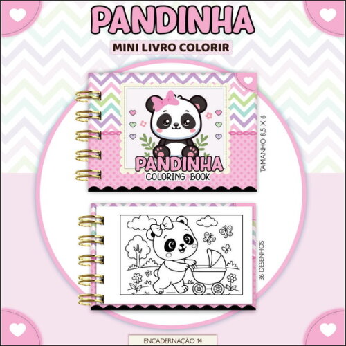 Arquivo Digital Mini Livro de Colorir Pandinha #7188