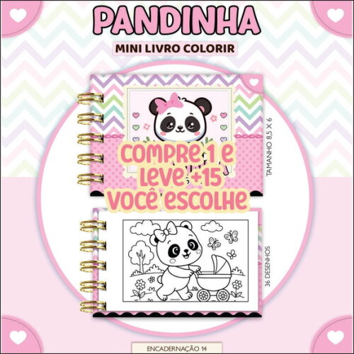 Arquivo Digital Mini Livro de Colorir Pandinha #7188