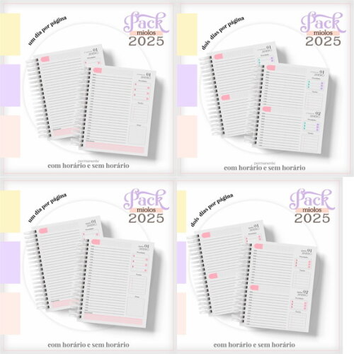 Arquivo Digital Pack Miolo Agenda Feminina 2025 #6046