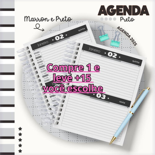 Arquivo Digital Pack Miolo Agenda Masculina 2025 #6045