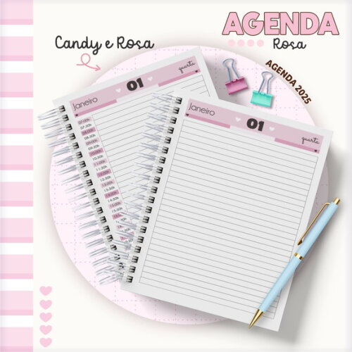 Arquivo Digital Pack Miolos Agenda Rosa 2025 #6047