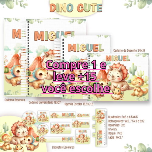 Arquivo Digital Volta Ás Aulas Dino Cute Aquarela #4663