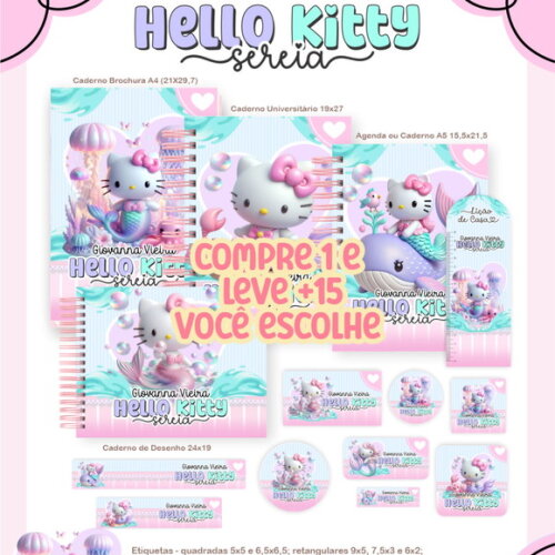 Arquivo Digital Volta Ás Aulas Hello Kitty Sereia 2026 #4668