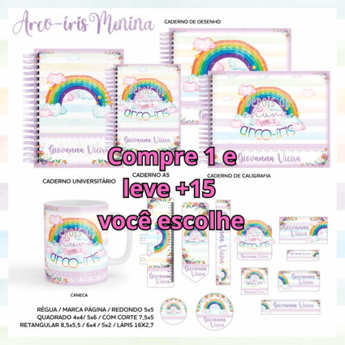 Arquivo Digital Volta Ás Aulas Rainbow Menina #5491