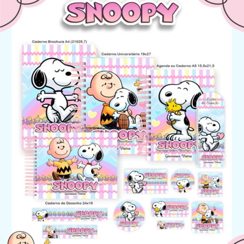Arquivo Digital Volta Ás Aulas Snoopy Rosa 2026 #7245