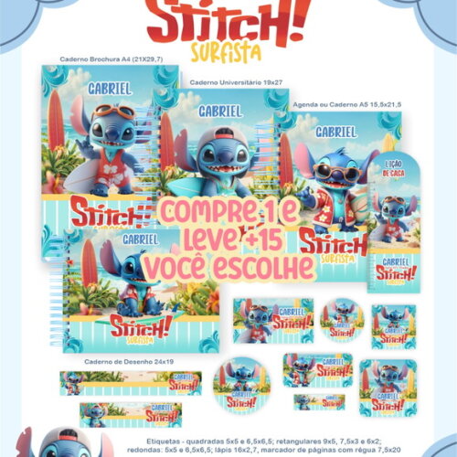 Arquivo Digital Volta Ás Aulas Stitch Surfista 2026 #7337