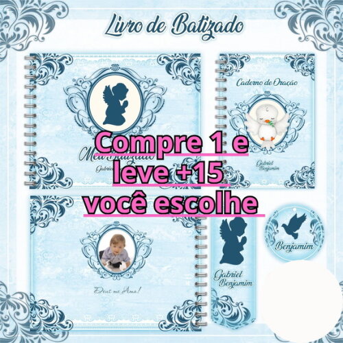 Arquivo Livro Batizado e Caderno de Oração Azul #1208