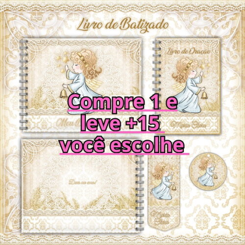Arquivo Livro Batizado e Caderno de Oração Dourado #1207