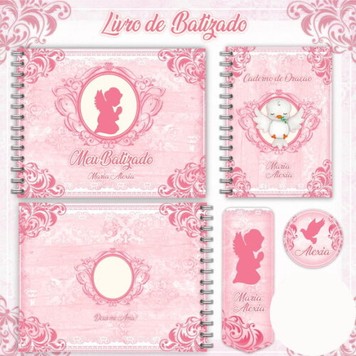 Arquivo Livro Batizado e Caderno de Oração Rosa #1210