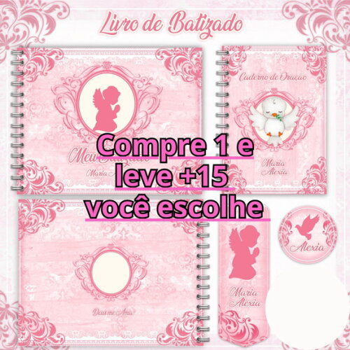 Arquivo Livro Batizado e Caderno de Oração Rosa #1210