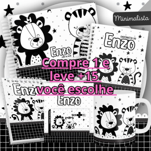 Arquivo Livro do Bebê e Caderneta Animais Minimalistas #2515