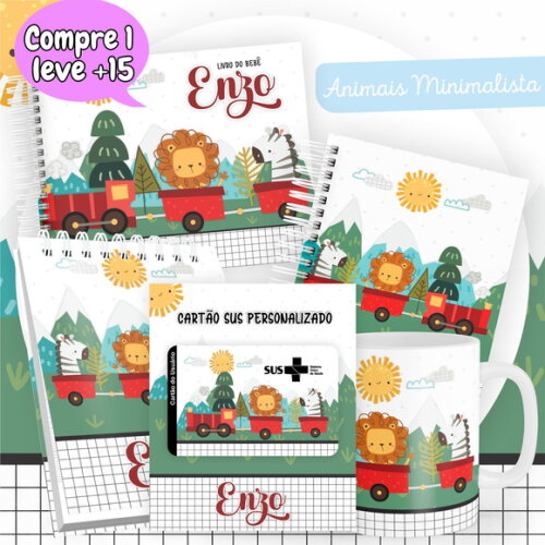 Arquivo Livro do Bebê e Caderneta Animais Minimalistas #2569