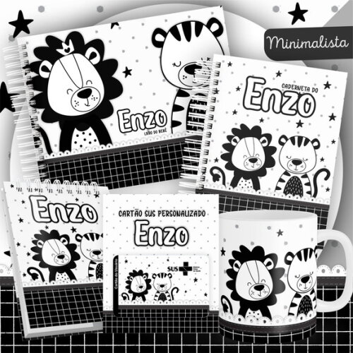 Arquivo Livro do Bebê e Caderneta Animais Minimalistas #2515
