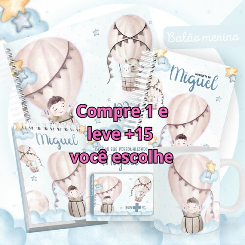 Arquivo Livro do Bebê e Caderneta Balão Menino #1495