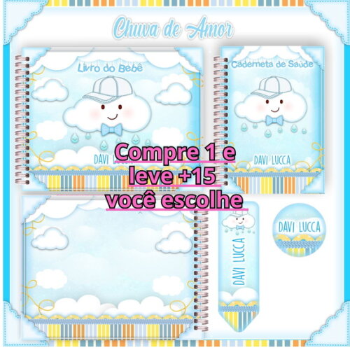 Arquivo Livro do Bebê e Caderneta Chuva de Amor Menino #1205