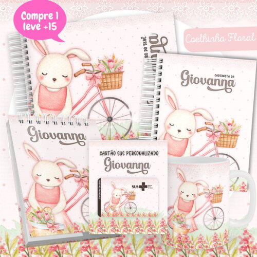 Arquivo Livro do Bebê e Caderneta Coelhinha Floral #2540