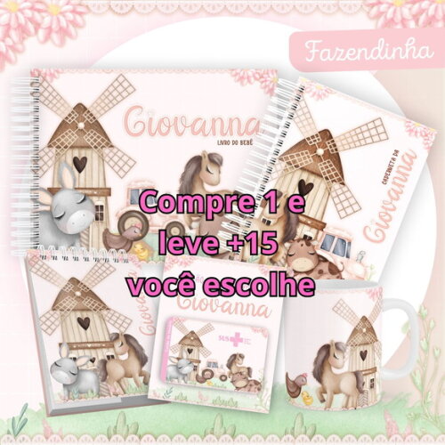 Arquivo Livro do Bebê e Caderneta Fazendinha Menina #1473