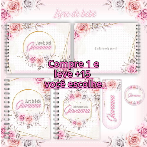 Arquivo Livro do Bebê e Caderneta Floral #1200