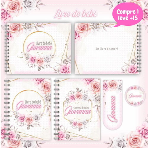 Arquivo Livro do Bebê e Caderneta Floral #1200