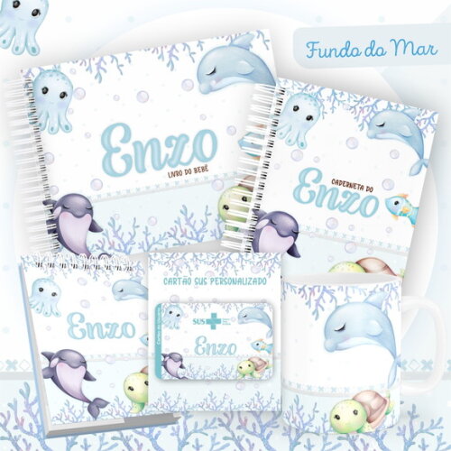 Arquivo Livro do Bebê e Caderneta Fundo do Mar Azul #1472