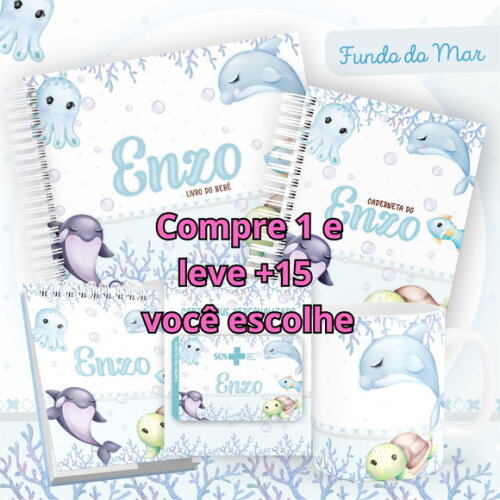 Arquivo Livro do Bebê e Caderneta Fundo do Mar Azul #1472